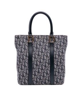 Dior Monogram Top-Handle Tote in Navy and Ivory